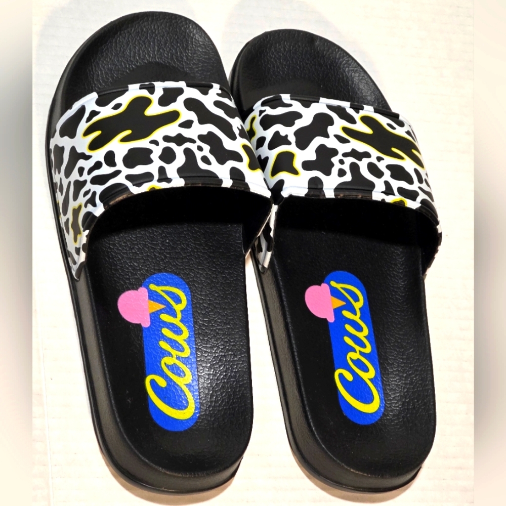 New Cows Icecream Slides-Sandals Womans Size 9-10 Shower Beach Slippers